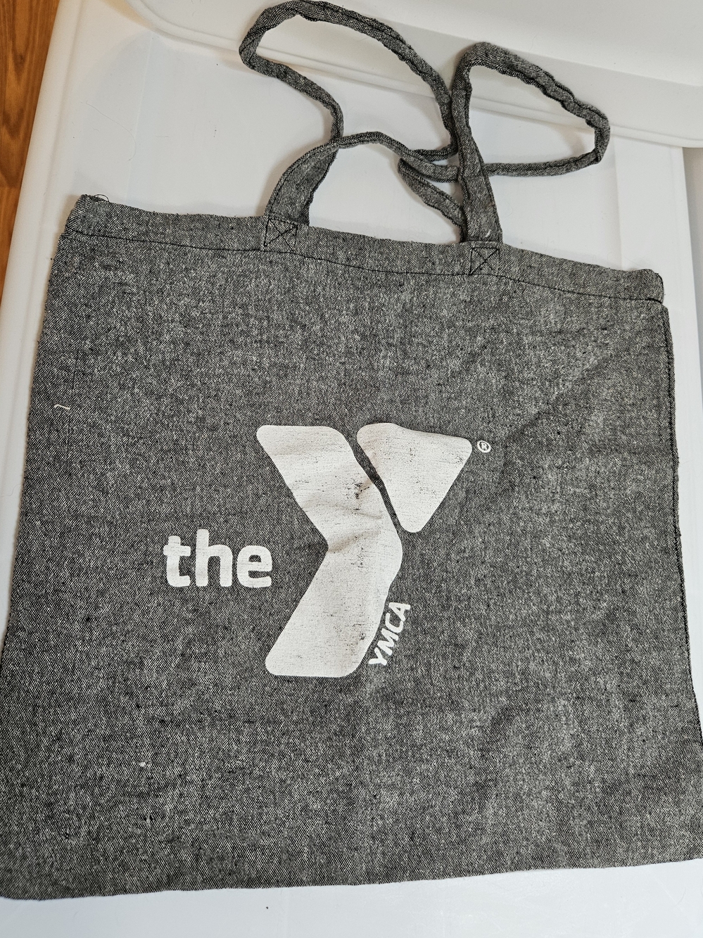 YMCA The Y Gray Recycled Material Tote Bag 14x14
